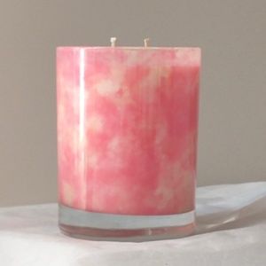 Pink Marble Candle Zen Lotus